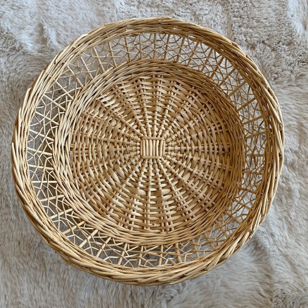 Vintage Basket Plate Wall Decor Natural boho woven Rattan